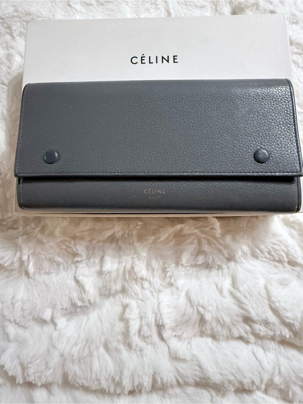 Céline Grey Leather Snap Wallet